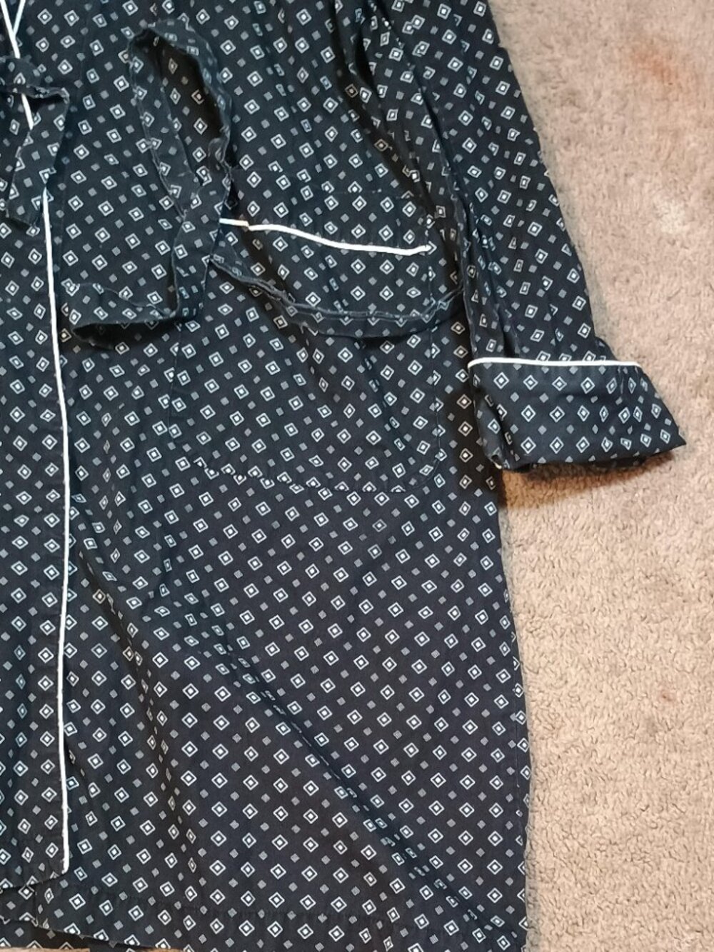 Lauren Ralph Lauren/Wrap Robe/Womens Small/Black White Geometric Kimono LRL Loun - Picture 9 of 10